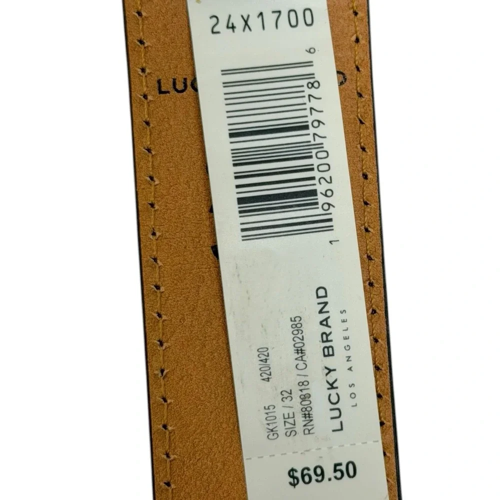 Lucky Brand‎ Men's Size 32 Brown Embroidered Textured Leather Belt NWT